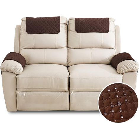 Housses d'accoudoirs de canapé, housses d'appuie-tête imperméables, avec poches, adaptées aux accoudoirs de fauteuils inclinables, housses d'accoudoirs matelassées antidérapantes, quatre pièces. (1/5)