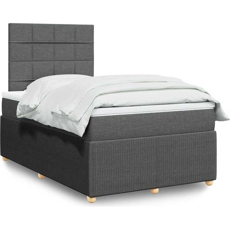 Boxspringbett mit Matratze Dunkelgrau 120x200 cm Stoff