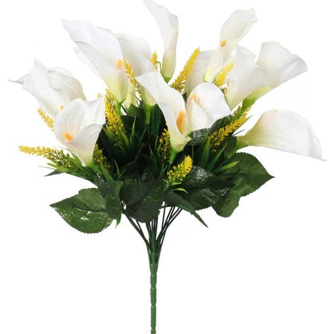 Ein Strauß aus 16 künstlichen weißen Calla-Lilien, 54 cm groß (1/4)