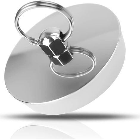 Bouchon de baignoire argenté en silicone avec surface inox pour diamètre quarante deux à quarante trois millimètres (1/5)