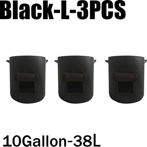 (Noir - L - Lot de 3) 3 styles de sacs de culture en feutre non tissé pour plantes, pots de pommes de terre, serres et autres légumes. Outils de culture verticale hydratants. (1/4)