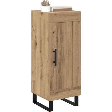 Meuble Buffet de Cuisine en Chêne Massif, 34.5 x 34 x 90 cm, Rangement Compact avec Étagères pour Salon ou Entrée (1/5)