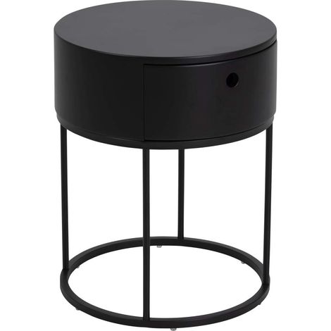 Polo Nachttisch Ø40cm1 Schublade schwarz.