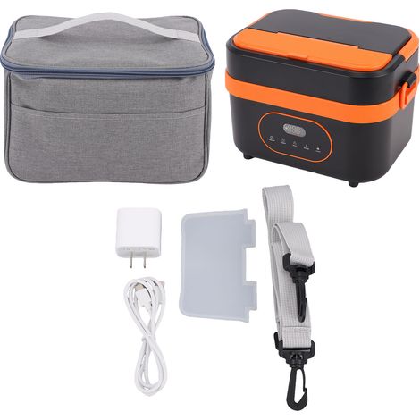 Boîte à déjeuner chauffante électrique sans fil, 60W, 1,5 l, en acier inoxydable, chauffe-plats Portable, Rechargeable par USB, pour le travail en voyage. (1/5)