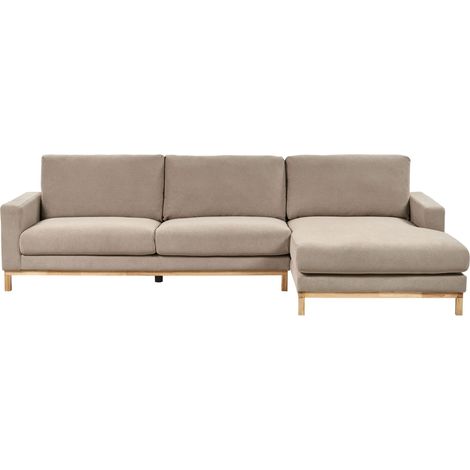 Divano angolare sinistro Rivestimento in tessuto Gambe in legno tortora Siggard