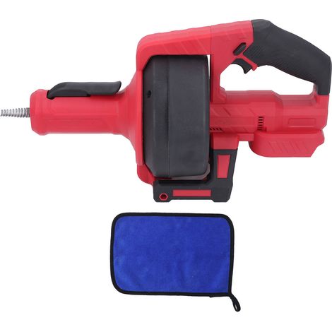 Tarière de vidange électrique sans fil, alimentation automatique, outil de plomberie serpent, épilation électrique pour égouts, salle de bains, tuyau de 3/4 à 2 pouces, rouge