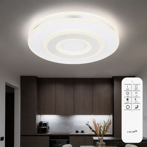 LED Deckenleuchte mit Fernbedienung Deckenlampe dimmbar Wohnzimmerleuchte weiß, CCT, 48W 3800Lm warmweiß-kaltweiß, DxH 42x6,5 cm (1/5)