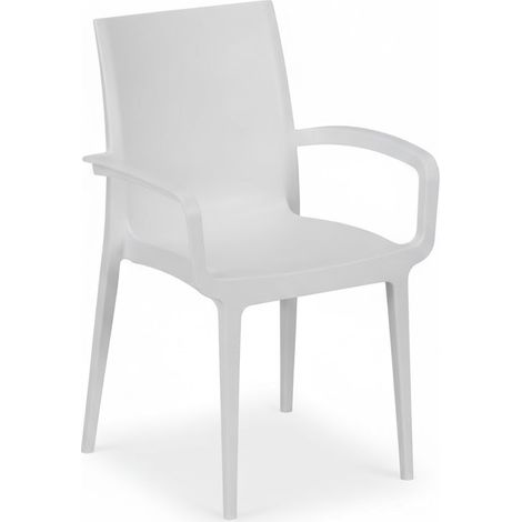 Sedia Impilabile con Braccioli Duke Colore Bianco Pro Garden (1/2)