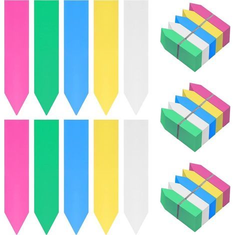 Lot de 500 Etiquette Potager en Plastique Multicolore - 10 x 2 cm - Pancarte Jardin Potager/Etiquette Jardin Imperméable en 5 Couleurs pour Pépinière, Semences, Plantes et Herbes (1/5)