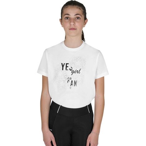 12 anni, Bianco: T-shirt in cotone per bambina stampa Yes girl you can e dettagli glitterati (1/5)