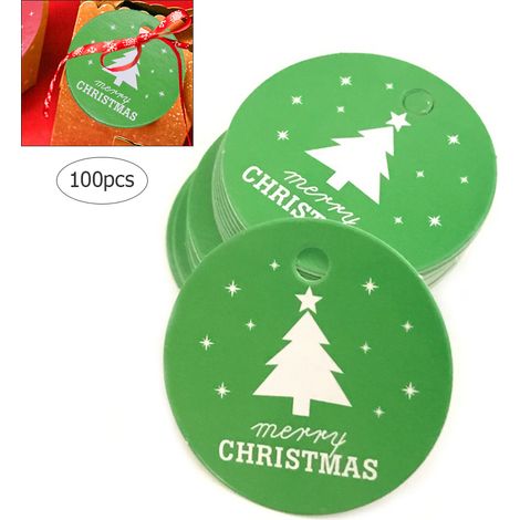 Lot de 100 étiquettes cadeaux Noël, étiquettes papier décoratives DIY, pour emballage cadeau, décoration de fête, étiquettes de Noël (1/5)