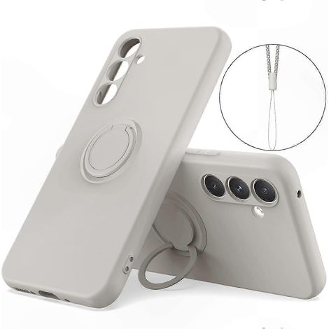 Coque téléphone en silicone liquide pour Galaxy S24, avec dragonne intégrée et support rétractable, protection anti-chocs, finition douce au toucher, étui mince et léger (1/5)