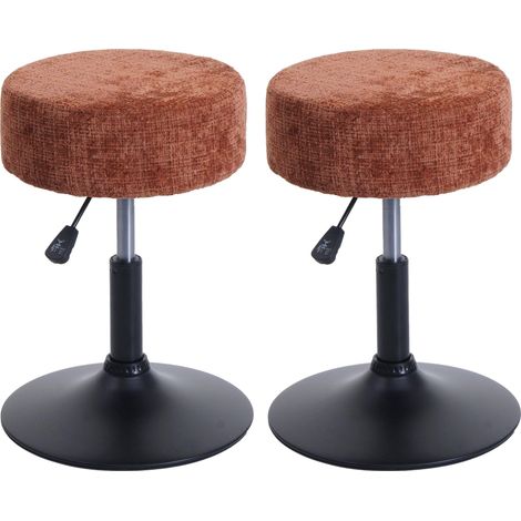 [NEUWERTIG] 2er-Set Hocker HHG-883, Sitzhocker, höhenverstellbar drehbar Ø 37cm Stoff Chenille (465g/m²) MVG terrakotta