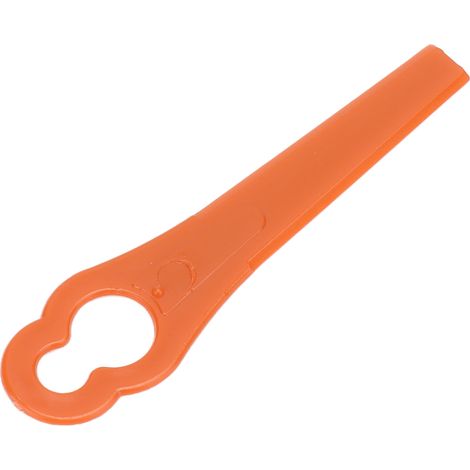 Lot de 100 lames plastique de rechange pour débroussailleuse et tondeuse de jardin 80 mm longueur trous 11x7 mm orange (1/5)