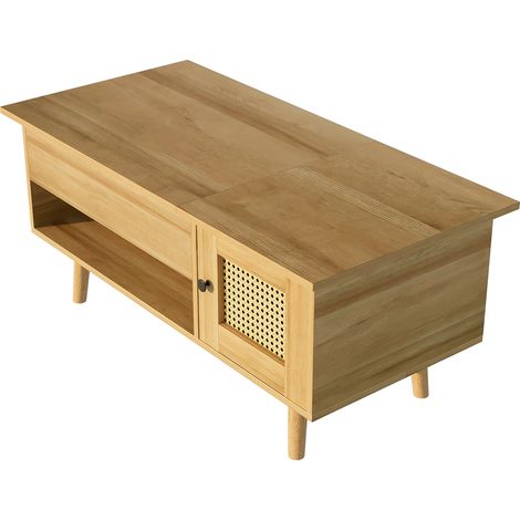 Hochglanz-weißer Couchtisch 100x50x32 cm - mit Glasplatte und Schubladen, kratzfest, mit 1 Schublade, mit LED-Beleuchtung, moderner Stil (1/5)