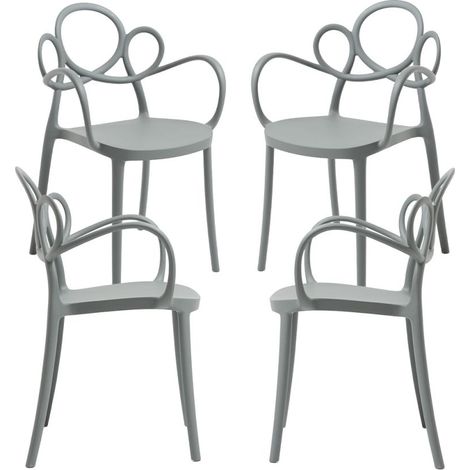 Packs Sillas Jardín - Pack 4 Sillas Sky con Reposabrazos - Gris oscuro (1/5)