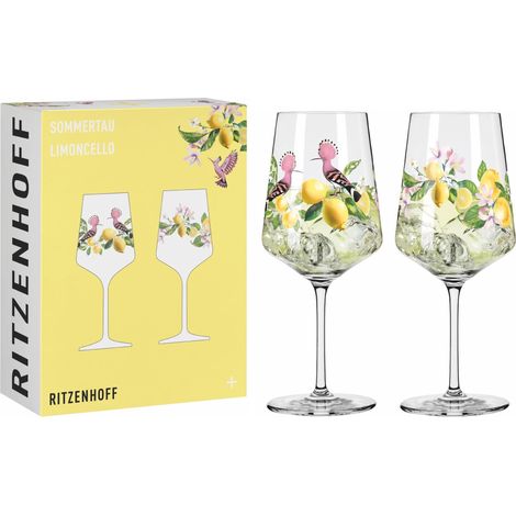 Ritzenhoff 6041005 Bicchiere da aperitivo 500 ml - Set di 2 - Serie Summer Dew - - Motivo limone - Made in Germany (1/5)