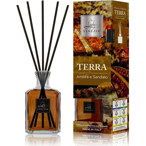 Trade Shop - MAXI DIFFUSORE LOVE CUBO MIT BASTONCINI FRAGRANCE TERRA AMBRA UND SANDALO 250ML -