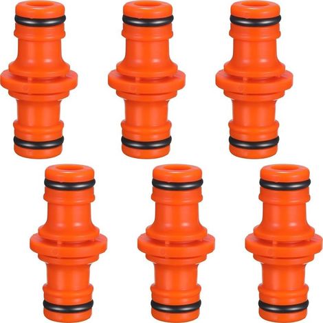 6 Pièces Double Connecteur de Tuyaux Mâles Raccords de Tuyaux pour Rejoignez le Tube de Tuyaux de Jardin (Orange) (1/5)