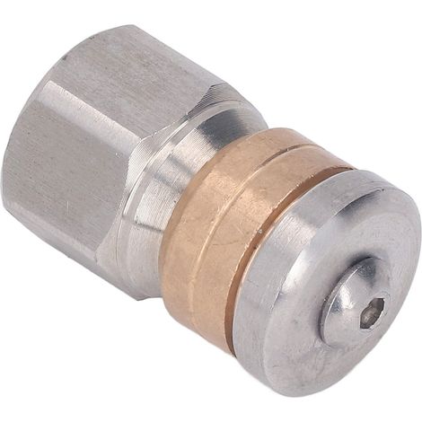 Buse de nettoyage haute pression inox laiton compacte mini buse pour évacuation et canalisation, eau chaude et froide, 5000 PSI, filetage femelle G3/8. (1/5)