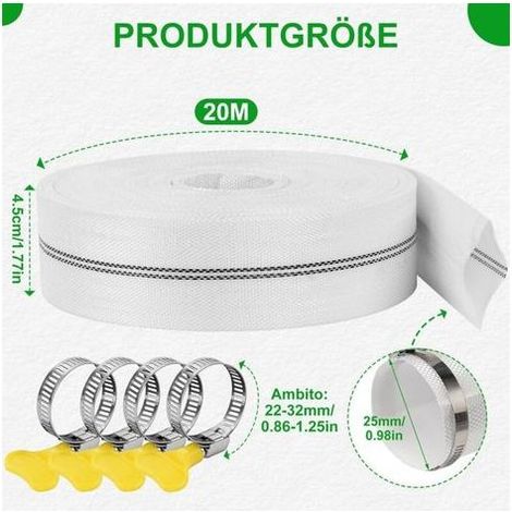 Tuyau Refoulement 1" Tuyau Plat 25mm 20m Avec 4Clips pour Pompes à Eau Submersibles Et Autres Bassin De Drainage Irrigation De Jardin Bain à Remous Piscine Ou Puisard (25mm-20m) (1/4)