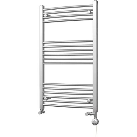 Zennor - Chrome Dual Fuel Towel Rail H1000mm x W600mm Thermostatic - Curved (1/3)