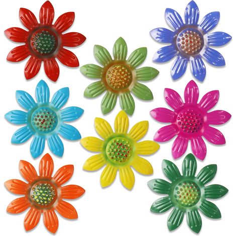 JSSEVN-8 Pcs Fleurs Marguerites Décoration Murale Métal Minimaliste Moderne Décorations Art Murale pour Utilisation Extérieur Et Intérieur Clôture (1/5)