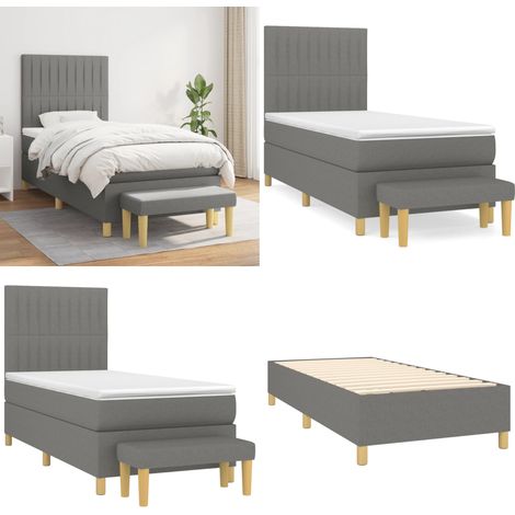 Boxspringbett mit Matratze Dunkelgrau 90x190 cm Stoff - Boxspringbett - Doppelbett - Bettenrahmen - Schlafsofa - Nachttisch - Home & Living (1/5)