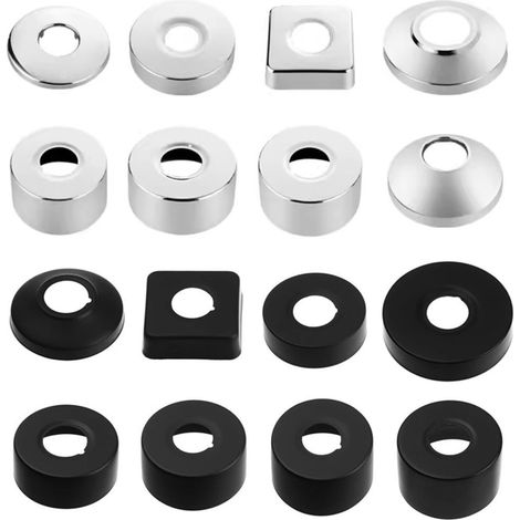 Lot de 2 rosace robinet de Ø 26 mm (3/4") - rosace mitigeur douche, rosace robinet douche, rosace robinet mitigeur - rosace pour robinets de douche, robinets, radiateurs (argenté, 60 x 25) (1/5)