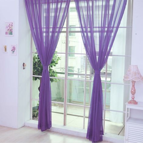 Voile - Rideau Transparent Pour Porte Ou Fenêtre - 200 cm x 100 cm - 1 Pièce (1/2)