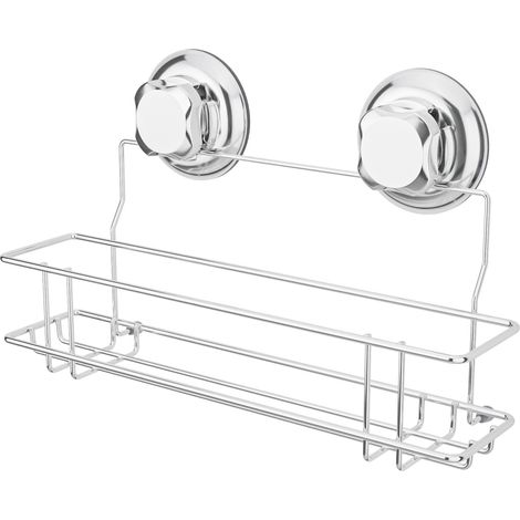 Panier de rangement mural à ventouses Bestlock chrome - COMPACTOR - 28.5 x 9.4 x H.13.7 CM - Argent (1/4)