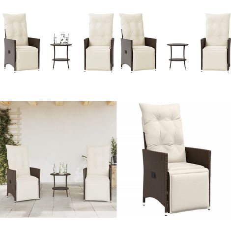3-tlg. Bistro-Set mit Kissen Braun Poly Rattan - Gartensets - Bistroset - Gartenmöbel - Relaxsessel - Lounge Sessel - Home & Living (1/5)