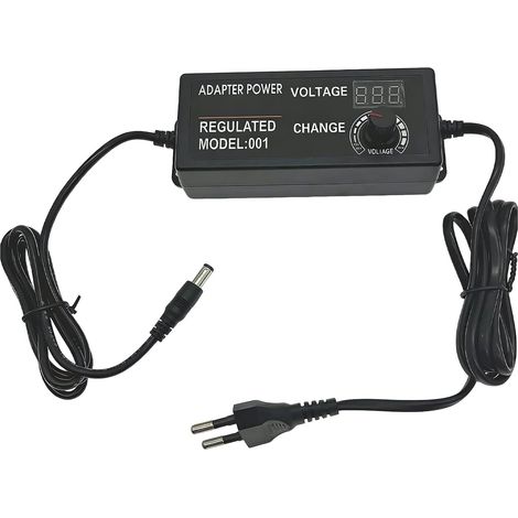 Adaptateur Alimentation Réglable 3-12V 5A avec Écran LCD, Adaptateur Secteur Réglable Universel, Bloc d'Alimentation AC/DC 60W pour LED, Caméra IP, Routeur, Ventilateur USB, Disque Dur, 100-240V à DC (1/5)