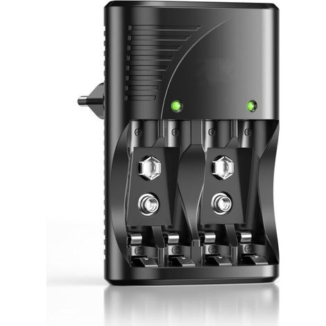 4 Slots Chargeur de Piles Rapide pour AA AAA Piles Rechargeables Ni-MH, avec Indicateurs LED Intelligents (1/5)