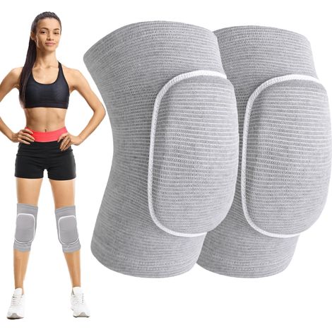 Genouillères sport, volley-ball, travail, danse avec mousse souple pour filles/femmes, réglables, gris, M.