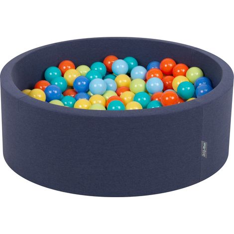 KiddyMoon 90X30cm/300 Palline Piscina Di Palline Colorate Per Bambini Tondo Fabbricato In EU, Blu:Verde Ch/Arancione/Turchese/Blu/Azzurro/Giallo (1/4)