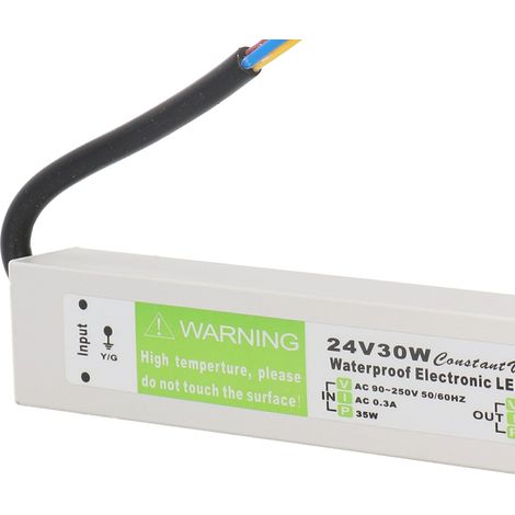 Alimentation à découpage étanche ultra-mince 30 W filaire, alimentation étanche pour circuit intégré LED. Tension d'entrée : AC 90-250 V, DC 24 V. (1/5)