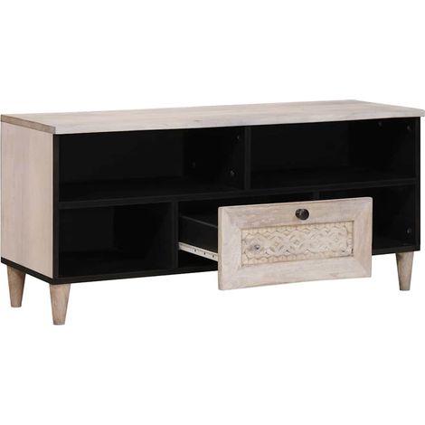 Maison Exclusive - Mueble de TV con cajón Blanco Blanqueado 100 x