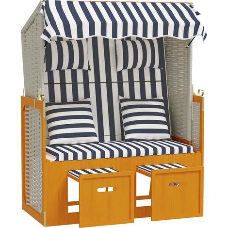 Maison Exclusive - Strandkorb mit Kissen Poly Rattan & Massivholz (1/5)