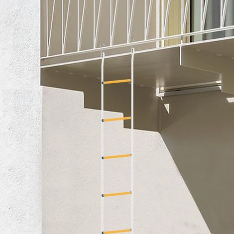 Echelle De Corde,12m Échelle De Sécurité Difficilement Inflammable,avec Pédales Antidérapantes,Conception à Crochets,Charge 200 kg,pour Évacuation de Fenêtre et Balcon par Poweka (1/5)