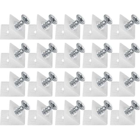 20 Pièces Cales en Plastique pour Meuble Tiroir, Équerre De Fixation, Connecteur Arrière Stabilisateurs, Fond de Tiroir Connecteur avec Vis, pour Réparer Affaissement Étagère Meuble (1/4)