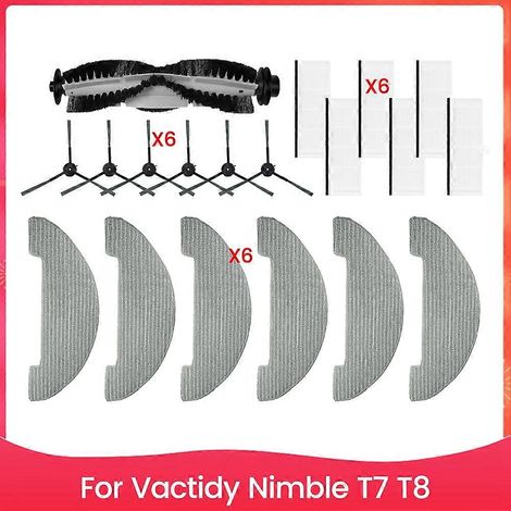 Aspirateur pièces de rechange pour Vactidy Nimble T7 T8 aspirateur robot brosse principale et latérale filtre chiffon de lavage ensemble (1/5)