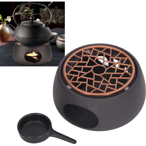 Teekannenwärmer, Teewärmer, Kerzenhalter, Kerzenwärmerbasis, Teekannenwärmer für den Hausgebrauch, Wärmer von Black Magnolia + lila Metallständer + Kerzenhalter (1/5)