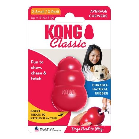 Jouet à mâcher en caoutchouc naturel pour chien – Taille XS jusqu'à 2 kg – Rempli de friandises et congelable – Rebonds imprévisibles – Kong