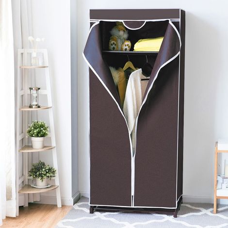 Kleiderschrank textilschrank garderobenschrank stoffschrank mit kleiderstange 75x50x170cm