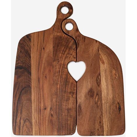 SET DE 2 TABLAS DE MADERA DETALLE CORAZÓN 50x50x1,5cm (1/2)