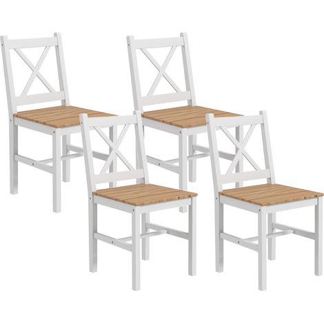 Lot 4 chaises design style maison campagne, cadre blanc – Parfaites pour salle à manger, cuisine ou salon (1/5)