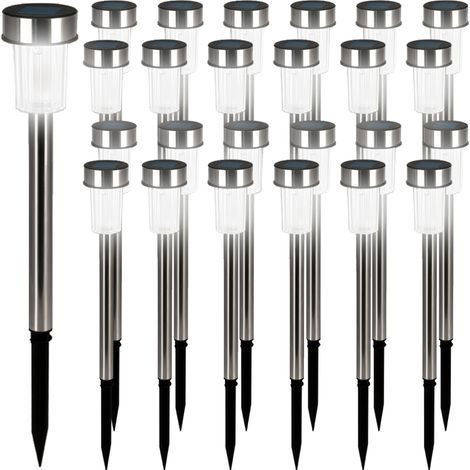 24x Lampe solaire LED Éclairage Extérieur Jardin Lumière Rechargeable Inox (1/5)
