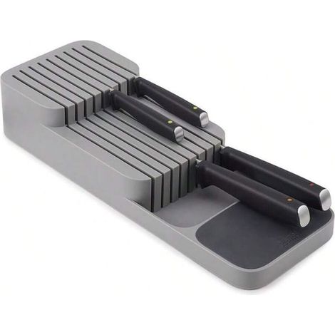 Porte-couteaux de type tiroir, pouvant contenir jusqu'à 9 couteaux, rangement compact pour la cuisine et les tiroirs, gris. 39,5 x 14 x 7,4 cm (1/5)