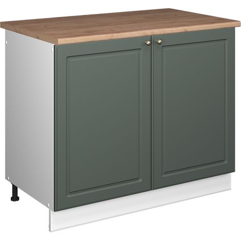 Spülenunterschrank Fame-Line, Grün-Gold Landhaus/Weiß, 100 cm, AP Eiche, Vicco (1/5)